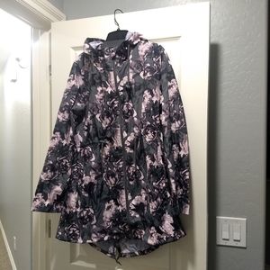 Gray Floral Raincoat Windbreaker